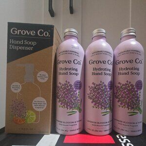 Grove Co. Hydrating Hand Soap Lavender Blossom Thyme Reusable Glass Dispenser